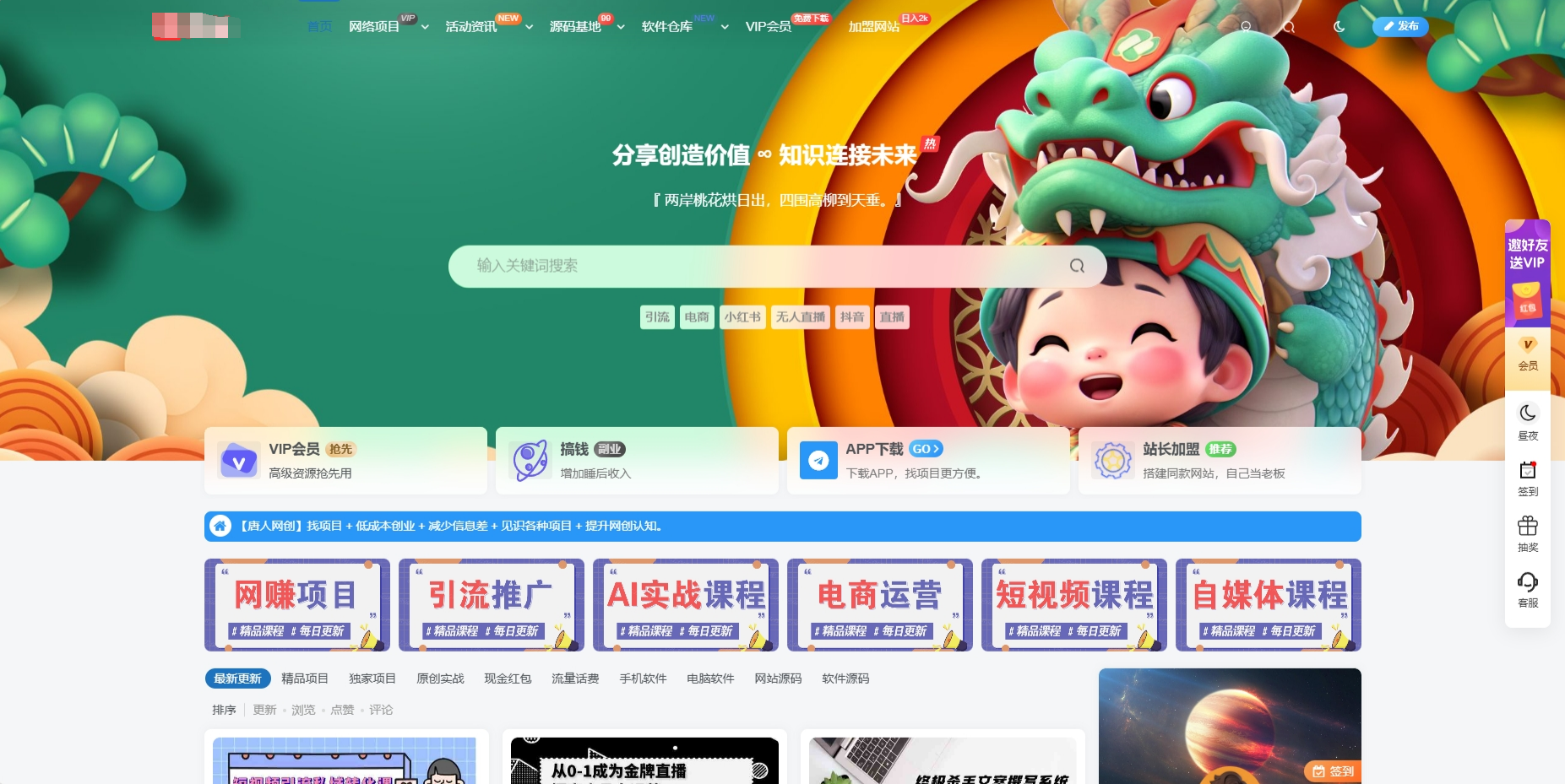 WordPress系统网创资源美化版整站打包源码/ 知识付费系统自动采集/带更新自动同步插件|风雪源码分享